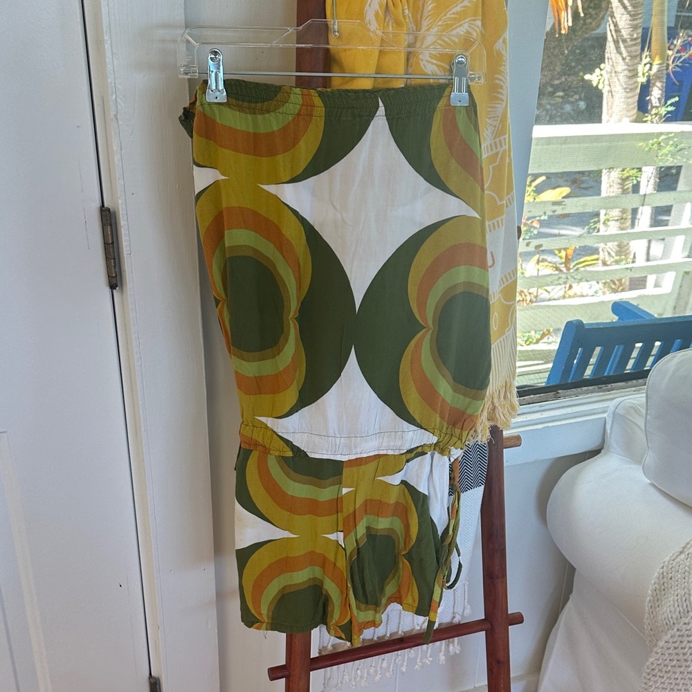 Retro Green and Orange Patterned Dress